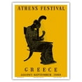 thumbnail image 1 of 1962 Athens Festival - Greece - Greek Epigonion Musician 440 B.C. - Vintage Travel Poster by Michalis Katzourakis 1962 - Master Art Print (Unframed) 9in x 12in, 1 of 4