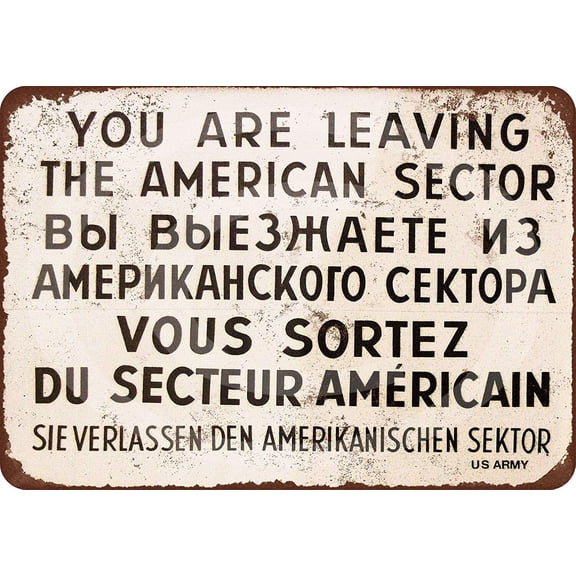 "1962 Checkpoint Charlie Berlin Wall" Vintage Metal Tin Sign Basement and Wall Decor for Home, Living Room, Bedroom, Coffee Shop, Kitchen Plaque 8x12 Inch