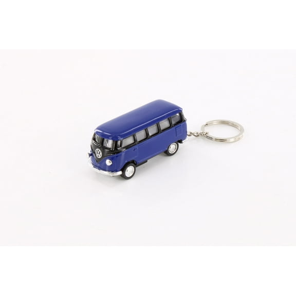 1962 Volkswagen Classic Bus w/ Key Chains, Blue - Kinsmart 2545DK - 1/64 Scale Toy Car
