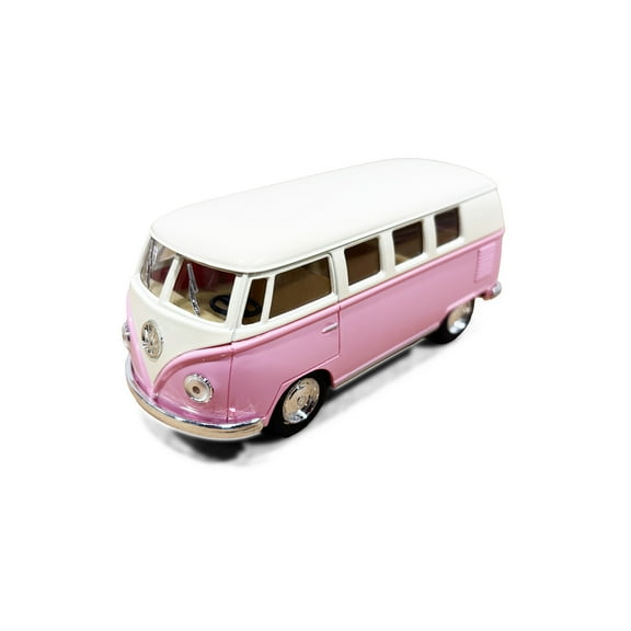 1962 Volkswagen Classical Bus, Pastel Pink - Kinsmart 5377DY - 1/32 Scale Diecast Model Car