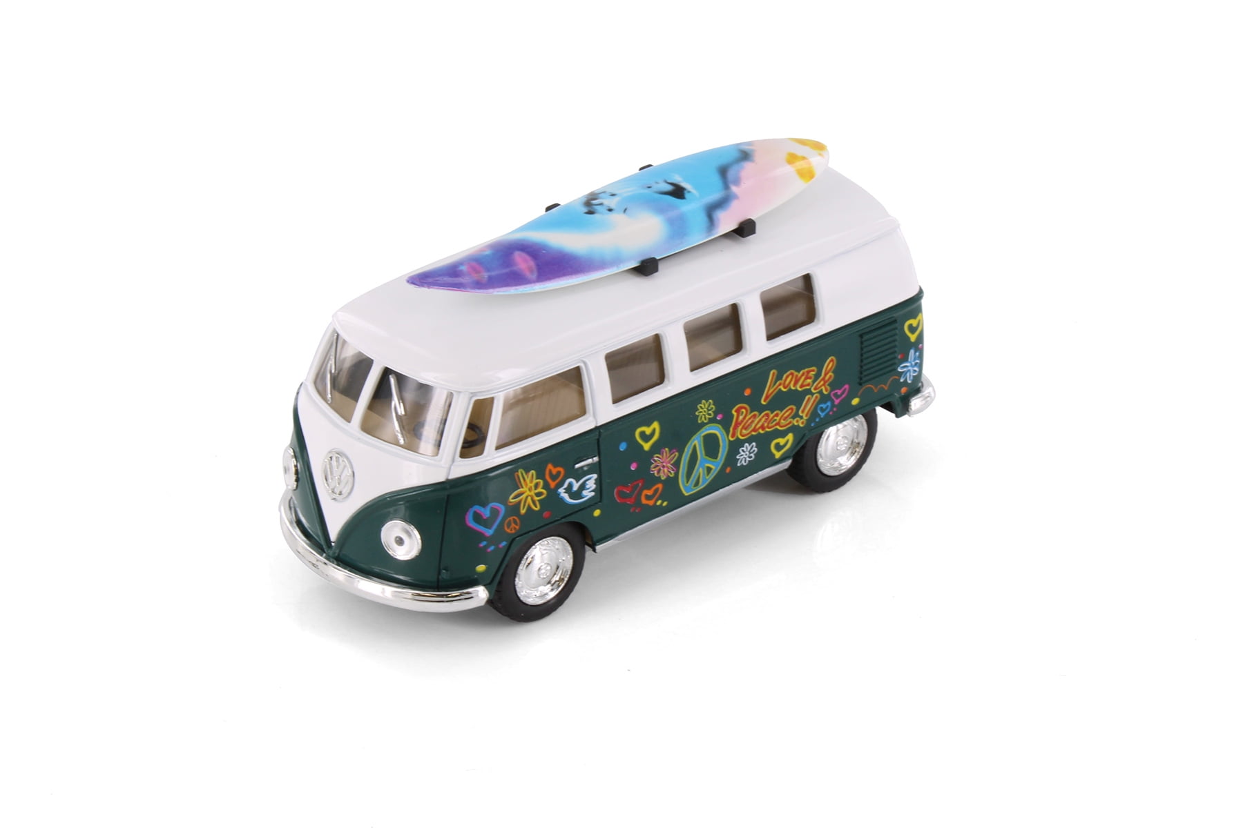 1962 Volkswagen Classic Bus W/ Surfboard & Decals, Green - Kinsmart 5060DS - 1/32 Scale Diecast Toy Car (Brand New, But NOT IN BOX - Foto 9