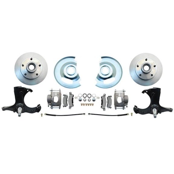 Speedway Motors Conversion Kit with 12″ Rotors, Forged Spindles, Large Calipers with Pads, Backing Plates, Hoses, Bearings & Hardware, Compatible with 1963-1970 Chevy Trucks