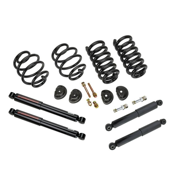 1963-1972 C10 3 Inch Front and 5 Inch Rear Drop Lowering Kit with Shocks - Improve Stance and Ride Quality, Fits 6 Cylinder and V8 Trucks, Black Powder Coated Springs