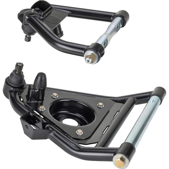 LevelSet Tubular Front Control Arm Kit Compatible with 1963-1970 Chevy C10, DOM Steel Upper & Lower Arms with MOOG Ball Joints, Delrin Bushings, Bolt-In Spring Cups, Black Finish
