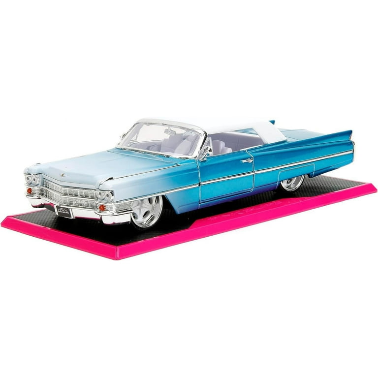 1963 Cadillac w/Display Base, Blue-White Gradient - Jada Toys 34897 - 1/24  Scale Diecast Model Car