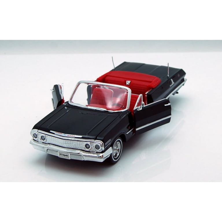 1963 Chevy Impala Convertible, Black - Welly 22434 - 1/24 scale