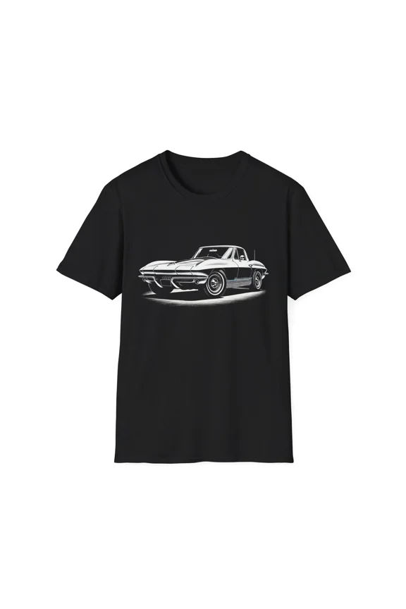 1963 Corvette Stingray T-Shirt – Classic C2 Split Window Coupe Monochrome Art