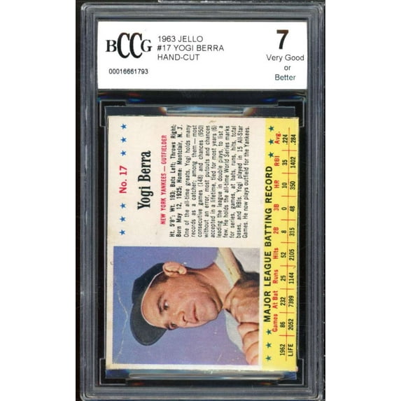 1963 Jello #17 Yogi Berra Card BGS BCCG 7 Very Good+