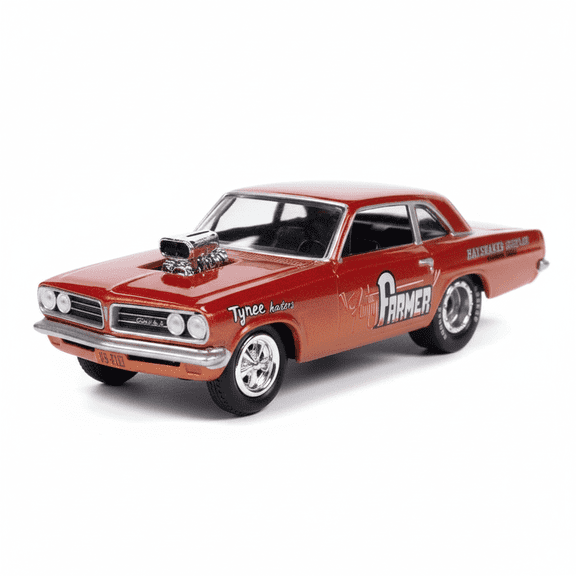 1963 Pontiac Tempest "Funny Farmer" Orange and Gold Metallic "Classic Gold Collection" 2023 Release 2 Limited Edition to 2908 pieces Worldwide 1/64 Diecast Model Car by Johnny Lightning