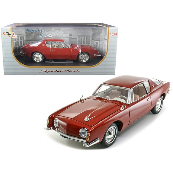 1963 Studebaker Avanti Maroon Red Metallic 1/18 Diecast Model Car By Signature Models 18101r