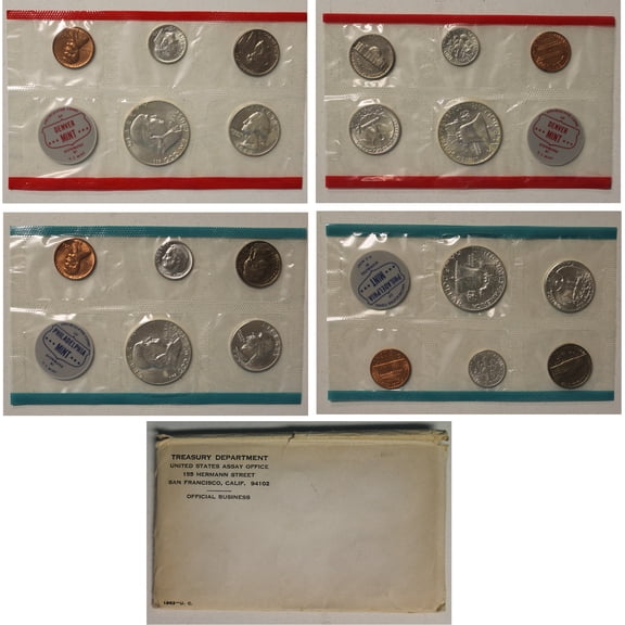 1963 U.S. Mint Set 10 Coins Collectible Mint Set