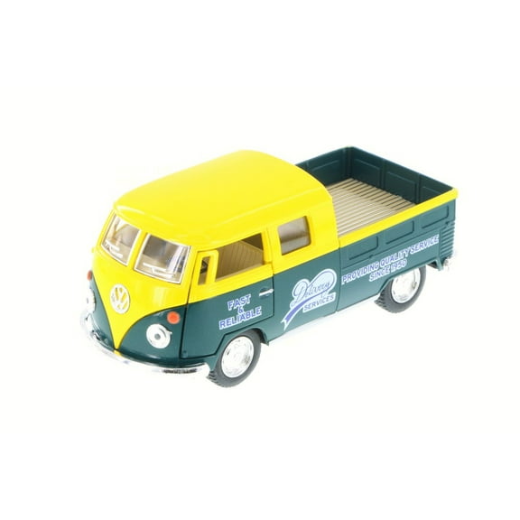 1963 Volkswagen Bus Double Cab Pick-Up, Yellow/Green - Kinsmart 5396D - 1/34 Scale Diecast Toy Car (Brand New, but NOT IN BOX)