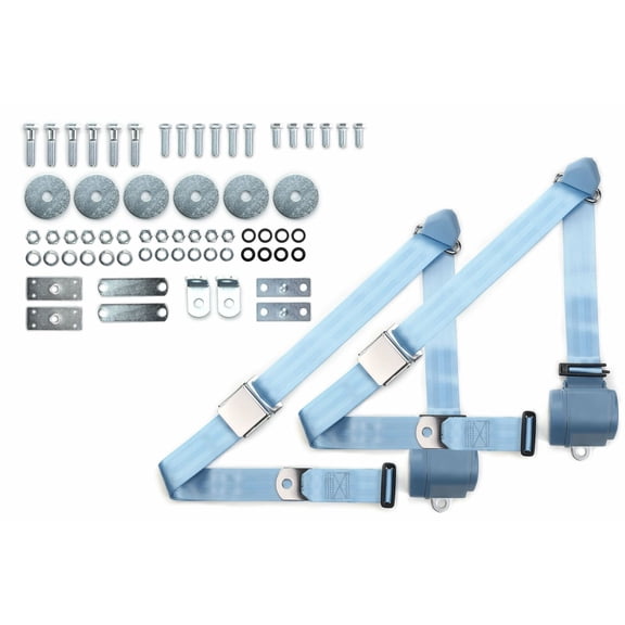 1964-75 Buick Powder Blue Shoulder Belt Kit Aviation Buckles & Hardware