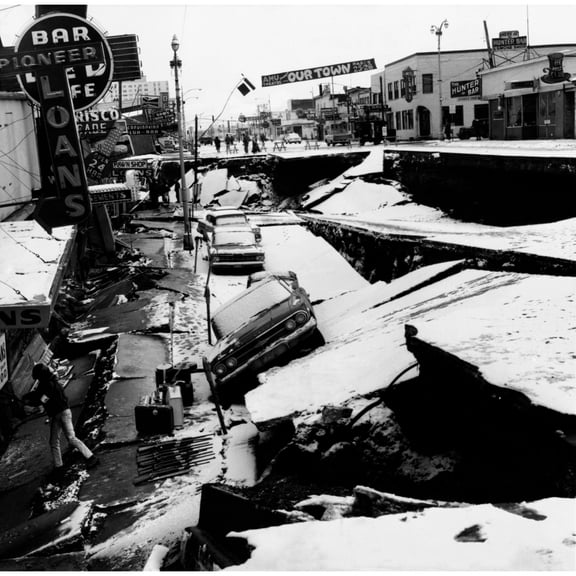 1964 Alaska Earthquake. Anchorage Business District'S Main Street Was Torn Apart By The Good Friday Earthquake On March