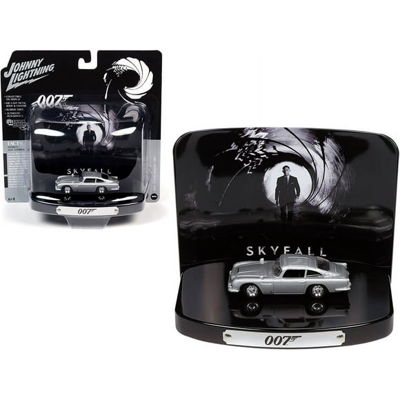 1964 Aston Martin DB5 Silver Birch with Collectible Tin Display "007" "Skyfall" (2012) Movie (23rd in the James Bond Series) 1/64 Diecast Model Car