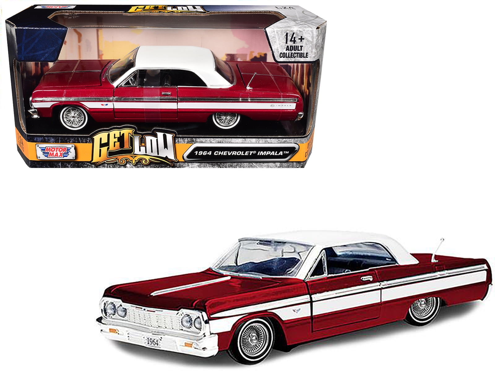 ミニカー CHEVY IMPARA 2020 AUTO WORLD 1:64 *CUSTOM LOWRIDER* Orange 1966 Chevy