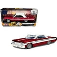 thumbnail image 1 of 1964 Chevrolet Impala Lowrider Hard Top Candy Red Metallic with White Top "Get Low" Series 1/24 Diecast Model Car by Motormax, 1 of 3