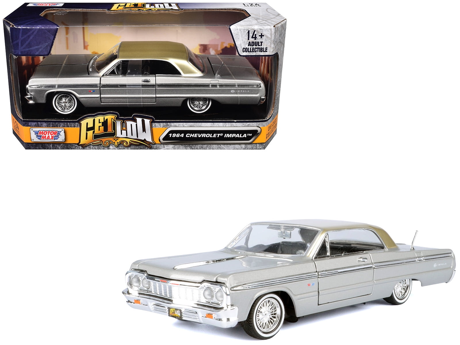 Low Rider Silver 1964 Chevrolet Impala Lowrider Hard Top Silver Metallic with Gold ...