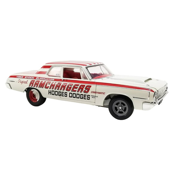 1964 Dodge 330 "Ramchargers" White with Red Graphics and Stripes Limited Edition to 504 pieces 1/18 Die Cast Model Car by ACME