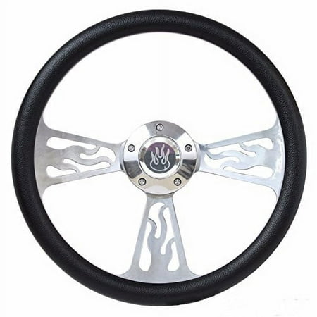 1964 Ford Galaxie Flame Steering Wheel Full Kit With Engraved Flame Horn