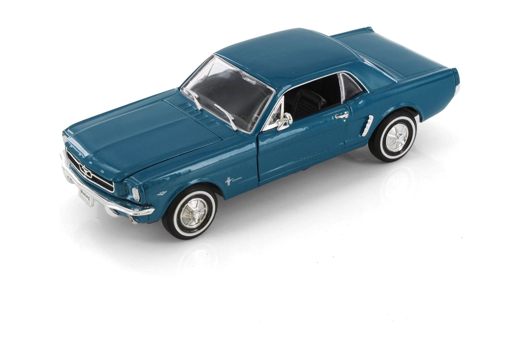 1964 Ford Mustang Coupe (1964.5), Metallic Turquoise Blue - Welly 22451/4D - 1/24 Scale Diecast Model Toy Car (Brand New but NO BOX)