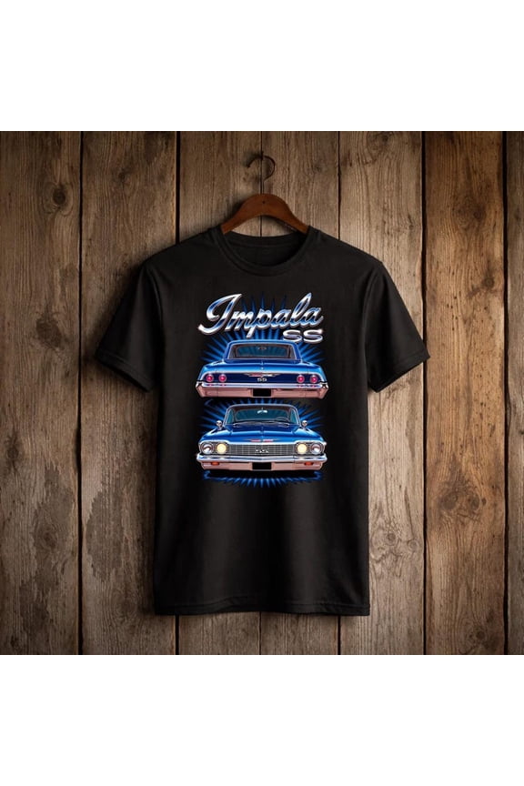 1964 Impala SS Dual View Blue Classic Car T-Shirt