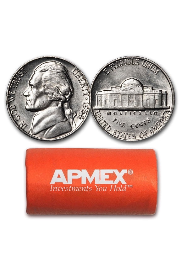 1964 Jefferson Nickel 40-Coin Roll BU