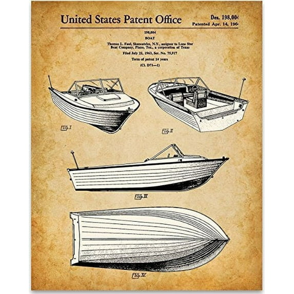 1964 Motor Boat - 11x14 Unframed Patent Print - Great Gift for Motorboat Owners or Home Decor for Lake Houses and Beach Houses