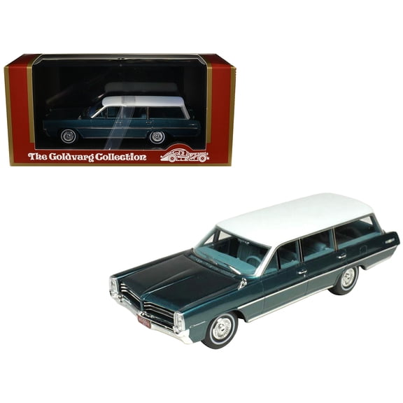 1964 Pontiac Safari Gulfstream Aqua Metallic with White Top and Blue Interior Limited Edition to 200 pieces Worldwide 1/43 Model Car by Goldvarg Collection