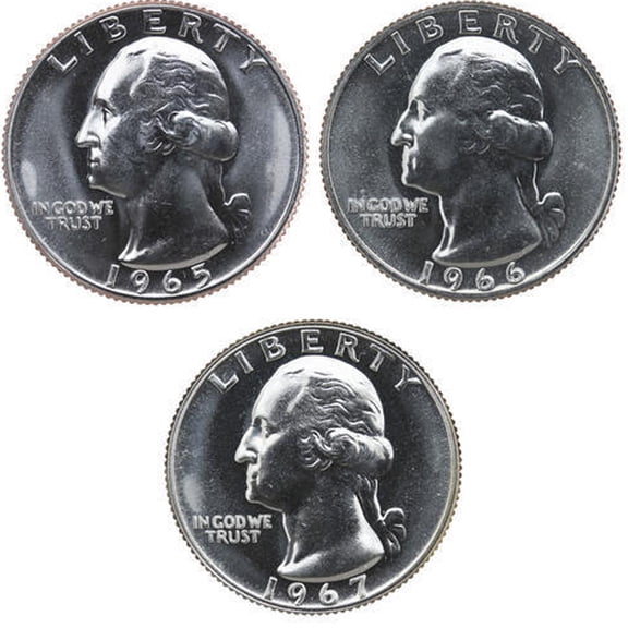 1965-1967 SMS Washington Quarter Run - 3 Coins