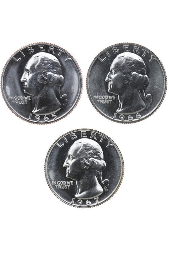 1965-1967 SMS Washington Quarter Run - 3 Coins