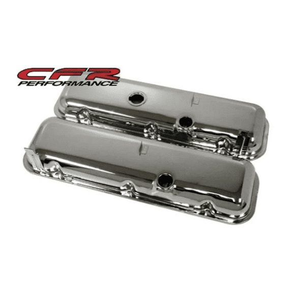 1965-72 Compatible/Replacement for CHEVY BIG BLOCK 396-427-454 SHORT OEM STYLE STEEL VALVE COVERS W/DRIPPER RAILS - CHROME
