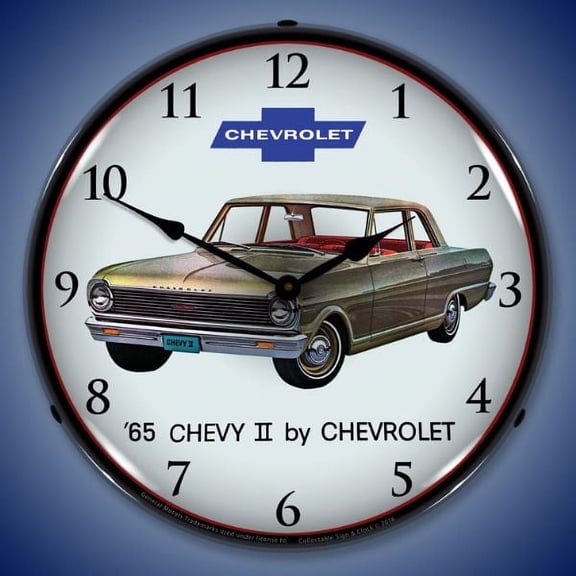 Collectable Sign and Clock 1965 Chevy II Nova LED Lighted Premium Wall Clock