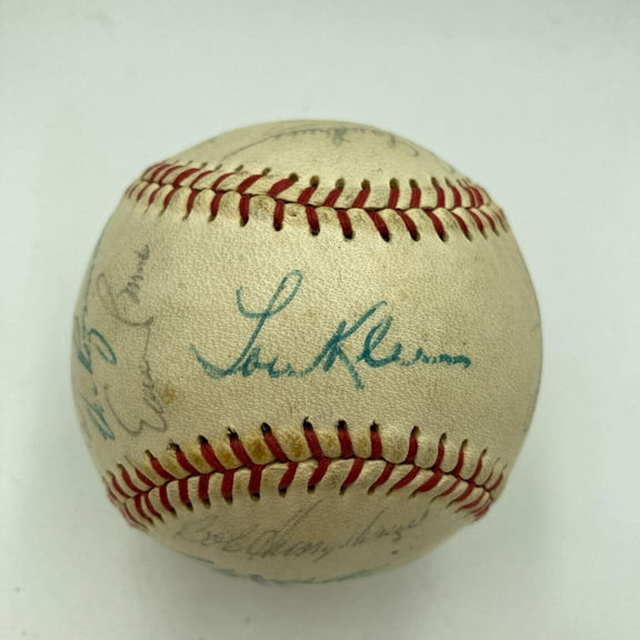 1965 Chicago Cubs Team Signed Vintage Wilson Baseball Ernie Banks JSA COA