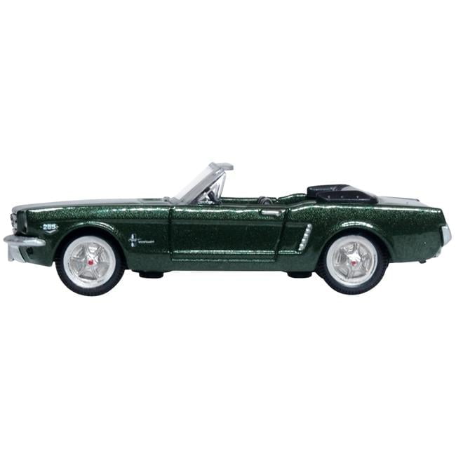 1965 Ford Mustang Convertible 1 by 87 HO Scale Diecast Model Car, Ivory Green Metallic