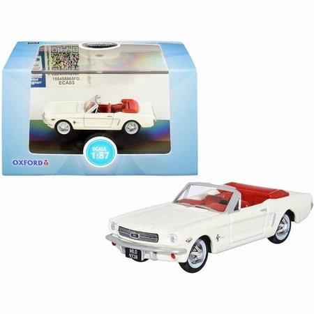 1965 Ford Mustang Convertible Wimbledon White 1/87 HO Scale Model Car - Goldfinger Red Interior