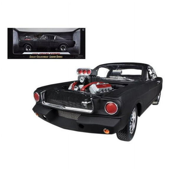 Shelby Collectibles SC178 1965 Ford Shelby Mustang GT350R with Racing Engine Matt Black 1-18 Diecast Car Model