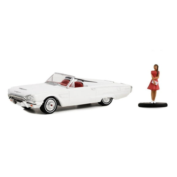 1965 Ford Thunderbird w/ Woman in Dress, White - Greenlight 97140B - 1/64 Scale Diecast Car