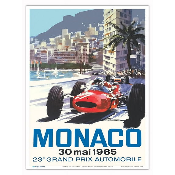 1965 Monaco Grand Prix - Vintage Racing Poster by Michael Turner - Master Art Print (Unframed) 9in x 12in