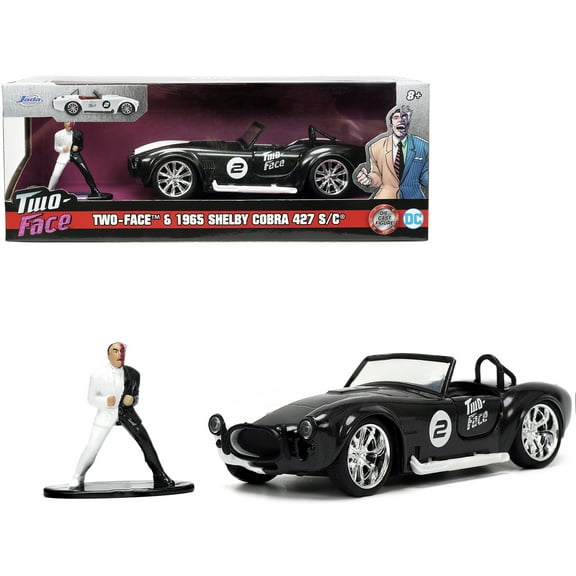 1965 Shelby Cobra 427 S/C #2 Black Metallic and White and Harvey Two-Face Diecast Figure "Batman" "Hollywood Rides" Series 1/32 Diecast Model Car by Jada