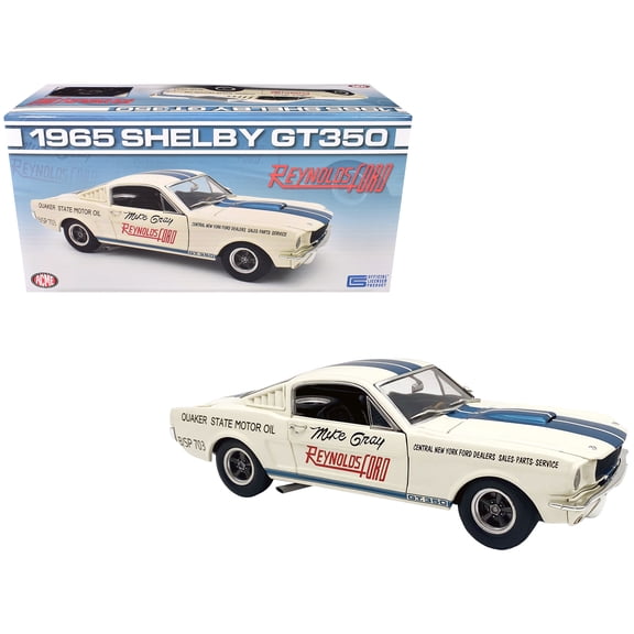 1965 Shelby GT350 "Reynolds Ford" White with Blue Stripes Limited Edition to 204 pieces Worldwide 1/18 Diecast Model Car by ACME