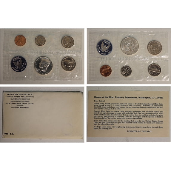 1965 U.S. Special Mint Set – 5 Coins – Satin Finish Collector Set ...