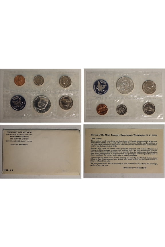 1965 Special Mint Set  5 Coins  Original Government Packaging