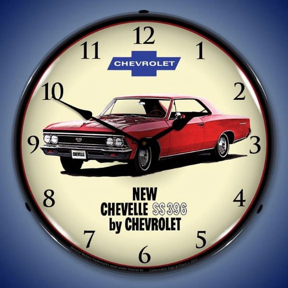 Collectable Sign and Clock 1966 Chevelle SS 396 LED Lighted Premium Wall Clock
