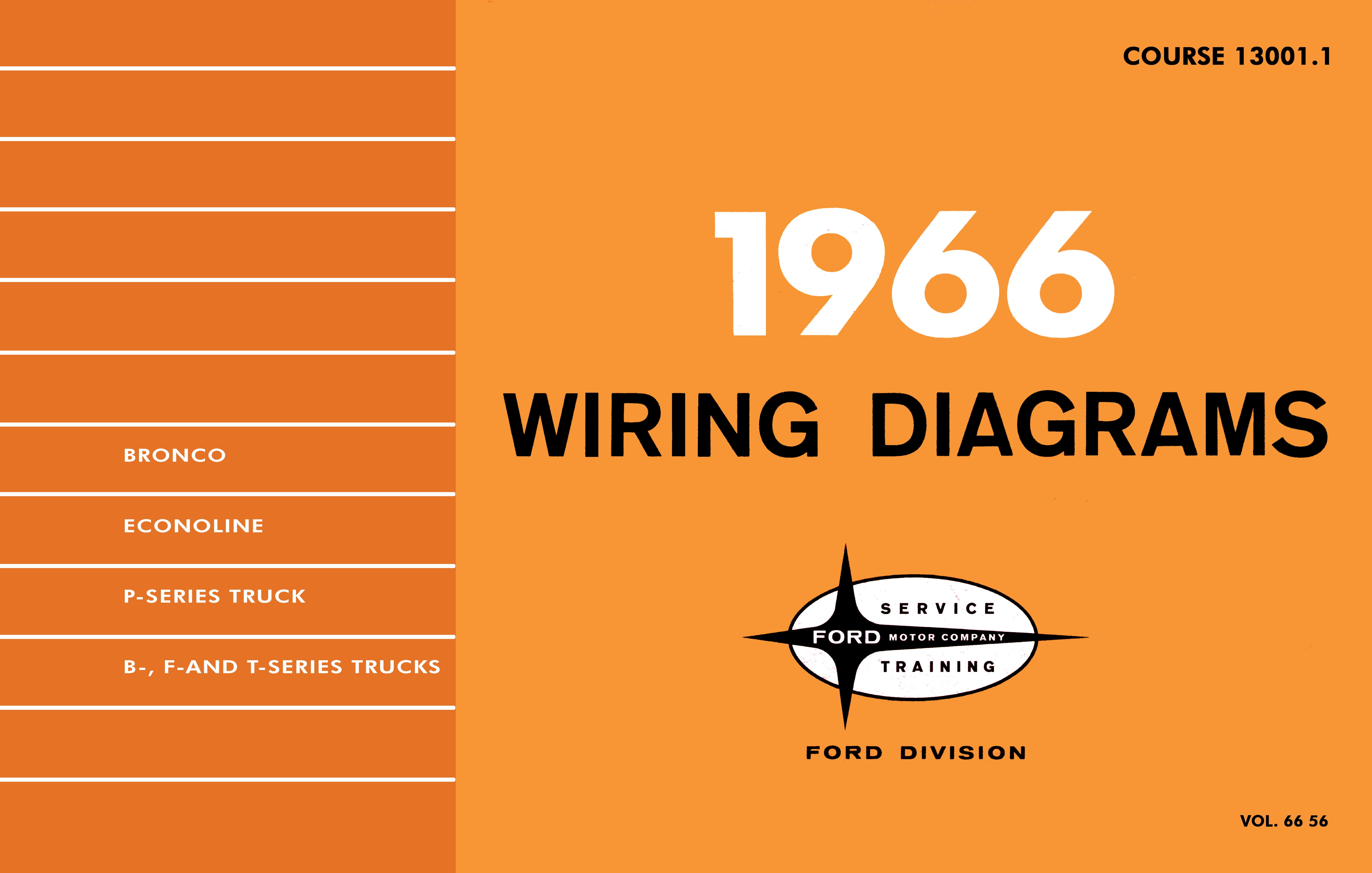 1966 Ford PBFTSeries, Bronco, Econoline, Wiring Diagrams 11x17