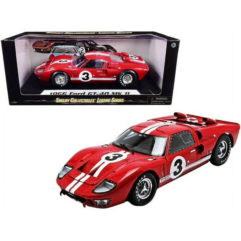 1966 Ford GT-40 MK 2 Red #3 1/18 Diecast Car Model by Shelby Collectibles