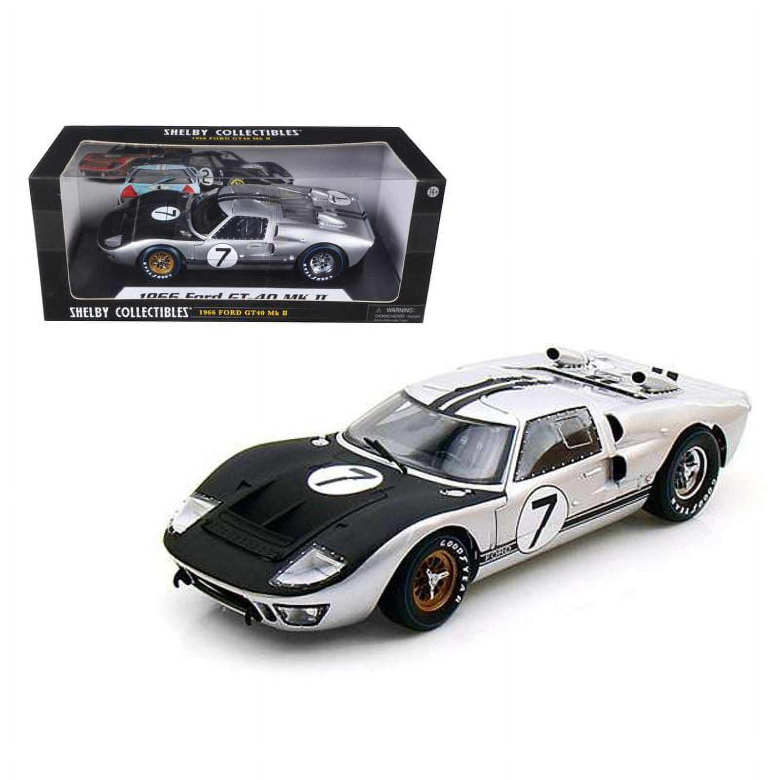 1966 Ford GT-40 MK II #7 Silver 1/18 Diecast Model Car by Shelby