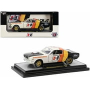 1966 Ford Mustang Fastback 2+2 Off White and Black with Red & Yellow Hurst Shifters 1/24 Diecast Model Car by M2 Machines