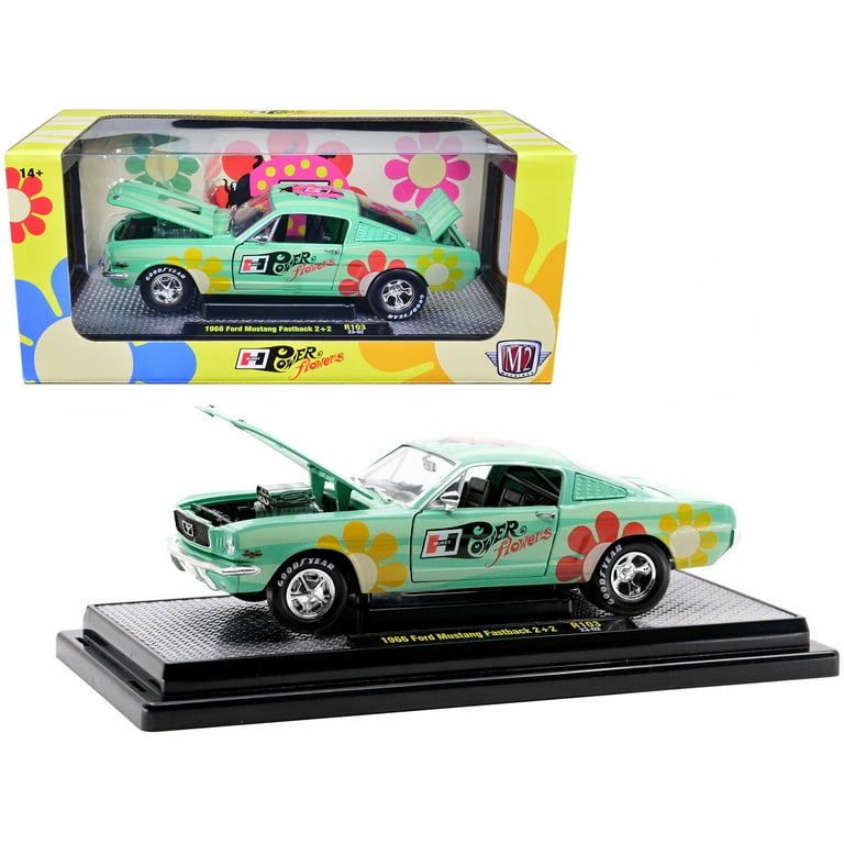M2 Machines 1966 Ford Mustang Fastback Diecast Car, Seafoam Green
