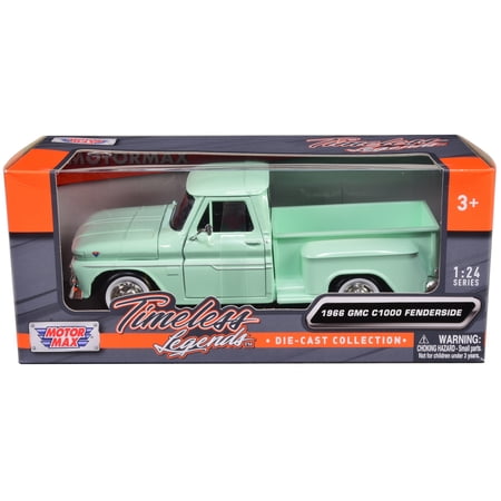 1966 GMC C1000 Fenderside Pickup Truck Light Green "Timeless Legends" Series 1/24 Diecast Model Car by Motormax
